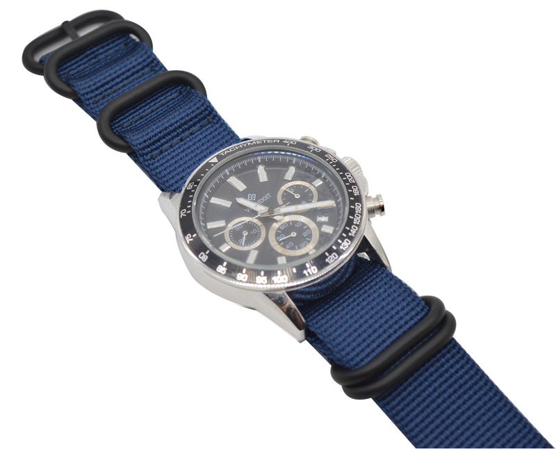 ArtStyle Watch Band with Ballistic Nylon Material Strap and High-End Black Buckle (Matte Finish Buckle) (Blue, 20mm) - Image 4